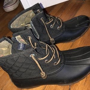 Black Sperry duck boots